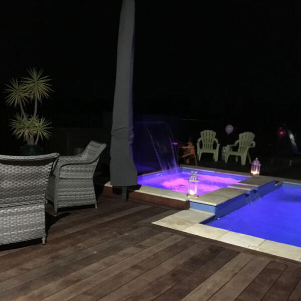 Fibreglass swimming pool with LED lighting, Batesford