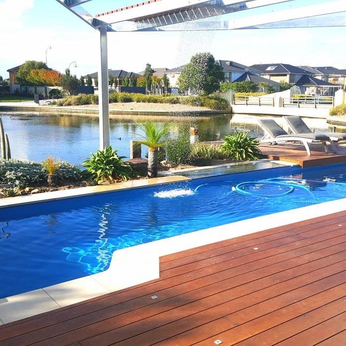 11m fibreglass lap pool for Sanctuary Lakes home outdoor entertainment area