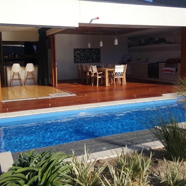 11m fibreglass lap pool for Sanctuary Lakes home outdoor entertainment area